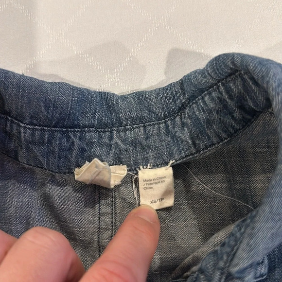 Eileen Fisher The Fisher Project Hi Lo chambray denim blue button down shirt XS - Picture 4 of 6